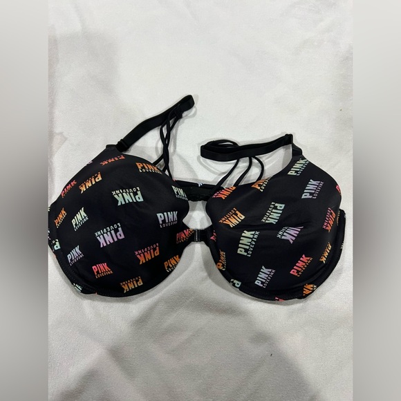 PINK VS Victoria Secret bra black t-shirt wear everywhere lightly lined 40D - Picture 1 of 8